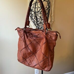 Patchwork Woven Brown Leather Hand Finished Tote Bag by Spikes & Sparrow
